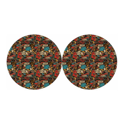 Retro Graffiti Pattern Print Car Coasters