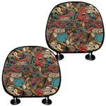 Retro Graffiti Pattern Print Car Headrest Covers