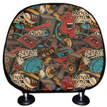 Retro Graffiti Pattern Print Car Headrest Covers