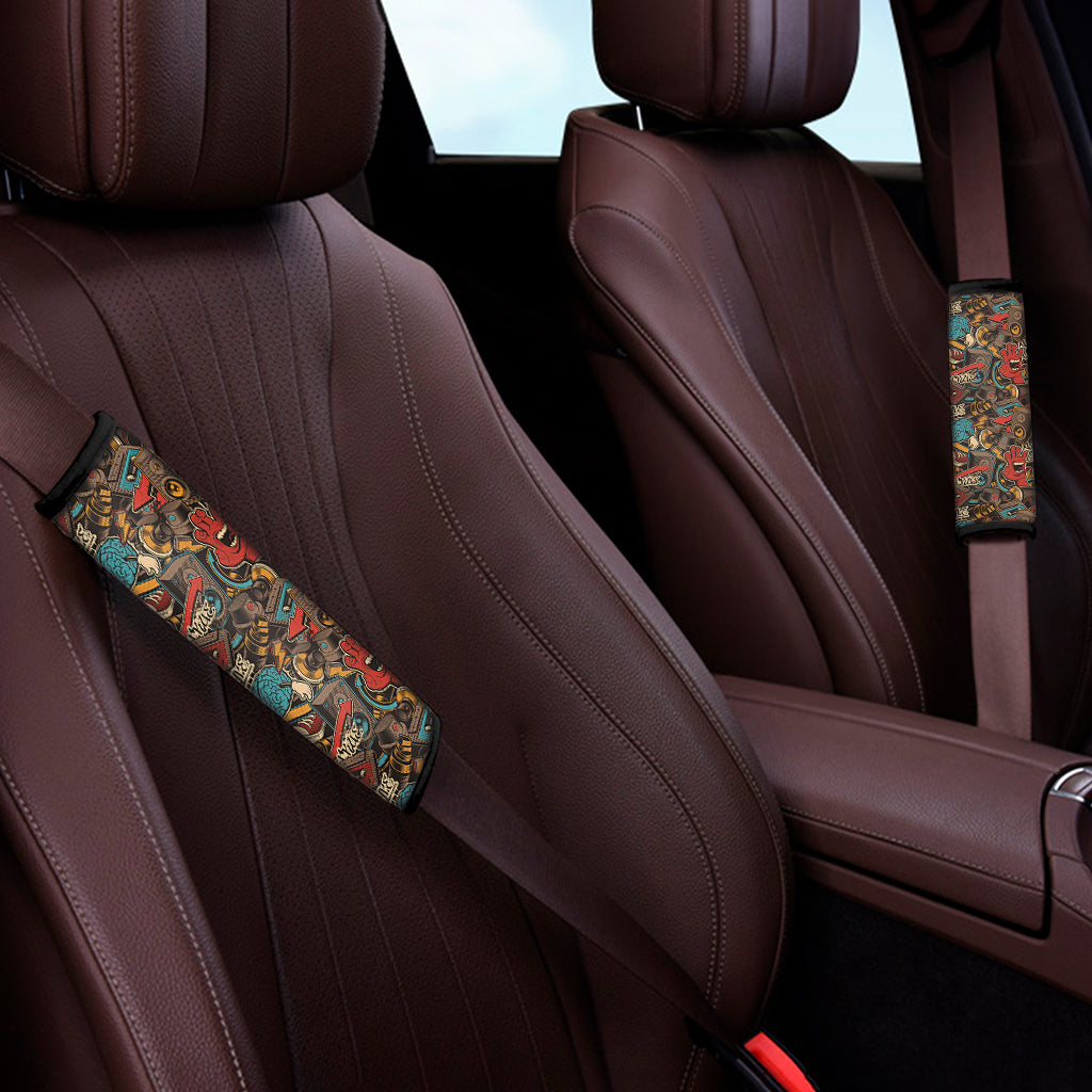 Retro Graffiti Pattern Print Car Seat Belt Covers