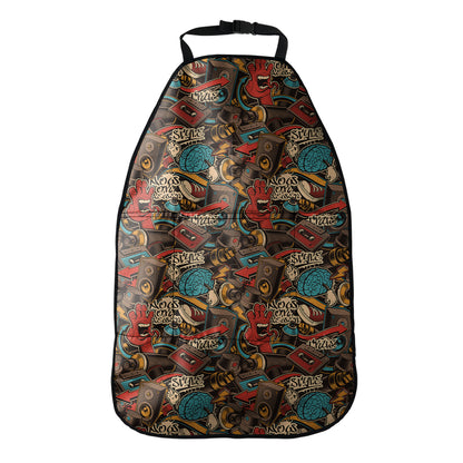 Retro Graffiti Pattern Print Car Seat Organizers