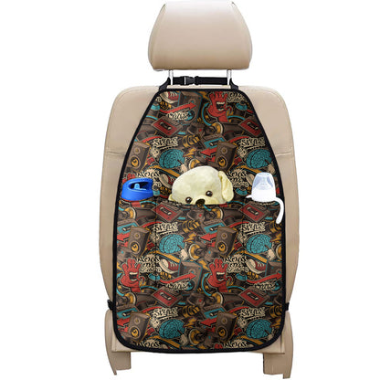 Retro Graffiti Pattern Print Car Seat Organizers