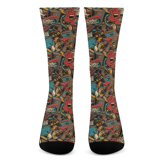 Retro Graffiti Pattern Print Crew Socks