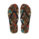 Retro Graffiti Pattern Print Flip Flops