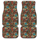 Retro Graffiti Pattern Print Front and Back Car Floor Mats