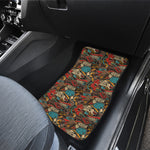 Retro Graffiti Pattern Print Front and Back Car Floor Mats