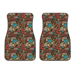 Retro Graffiti Pattern Print Front Car Floor Mats