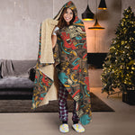 Retro Graffiti Pattern Print Hooded Blanket