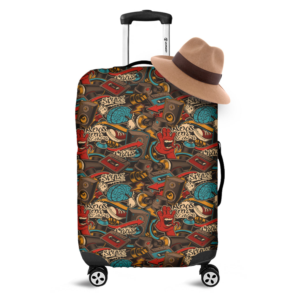 Retro Graffiti Pattern Print Luggage Cover