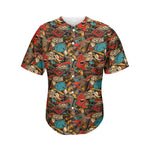 Retro Graffiti Pattern Print Men's Baseball Jersey