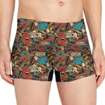 Retro Graffiti Pattern Print Men's Boxer Briefs
