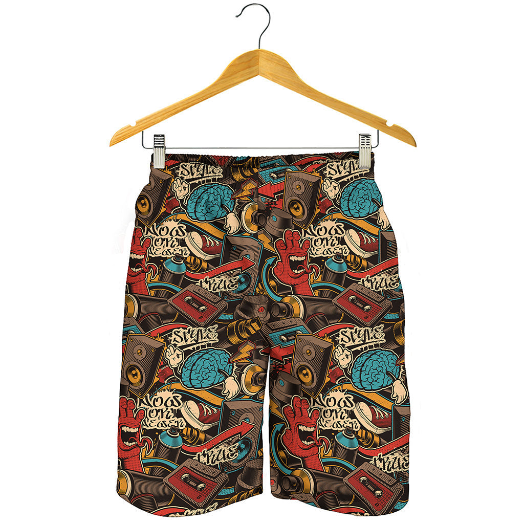 Retro Graffiti Pattern Print Men's Shorts