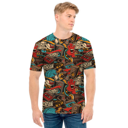 Retro Graffiti Pattern Print Men's T-Shirt