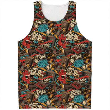 Retro Graffiti Pattern Print Men's Tank Top