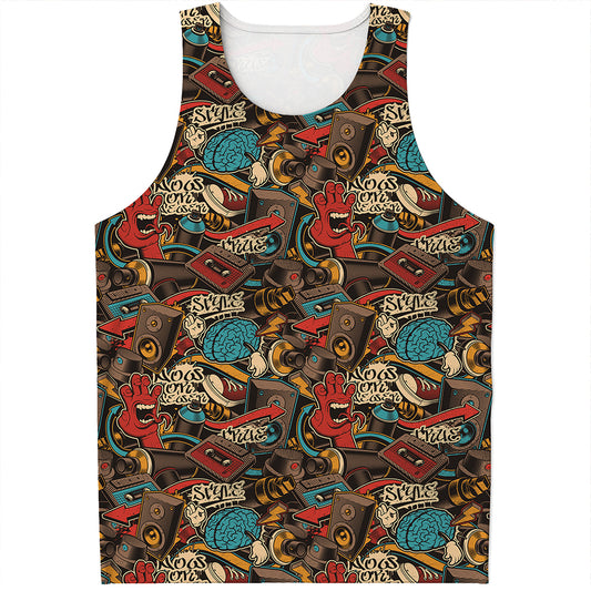 Retro Graffiti Pattern Print Men's Tank Top