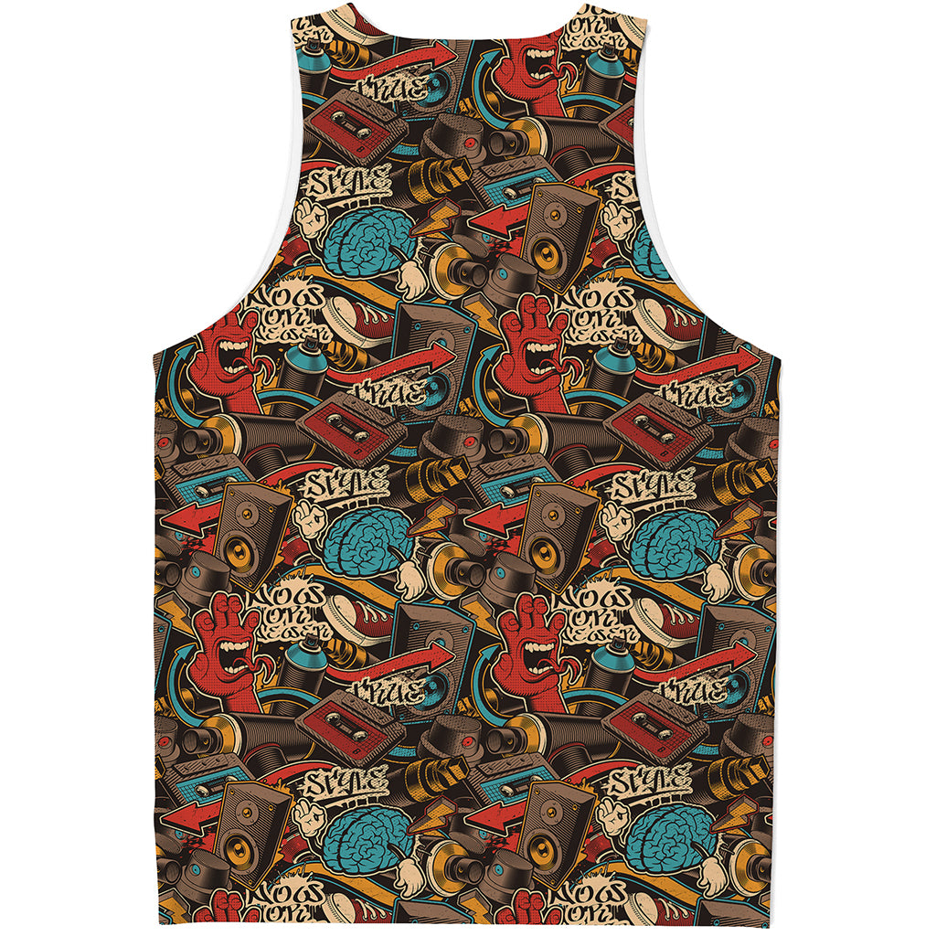 Retro Graffiti Pattern Print Men's Tank Top