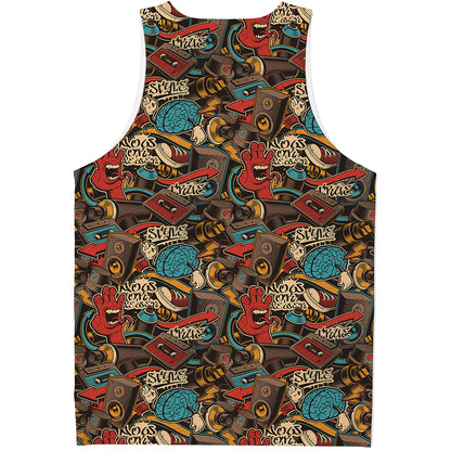 Retro Graffiti Pattern Print Men's Tank Top