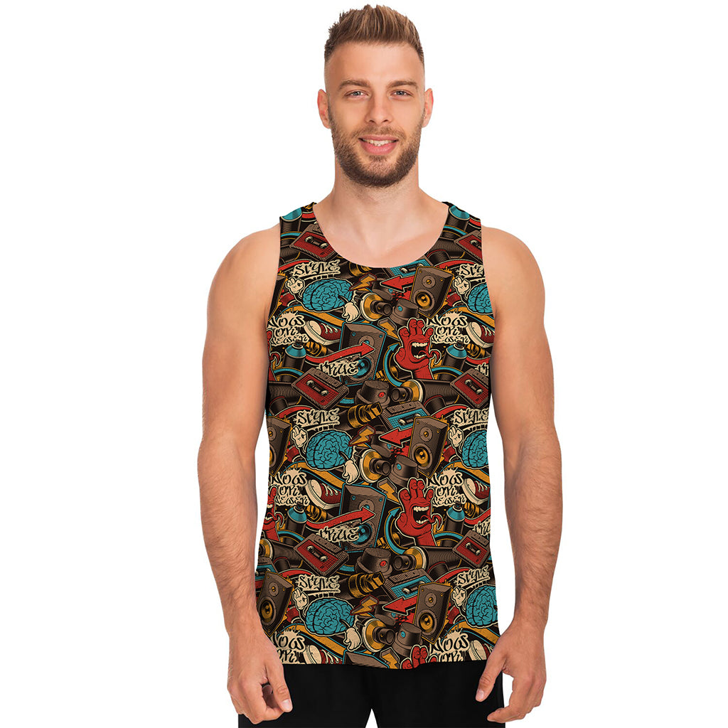 Retro Graffiti Pattern Print Men's Tank Top