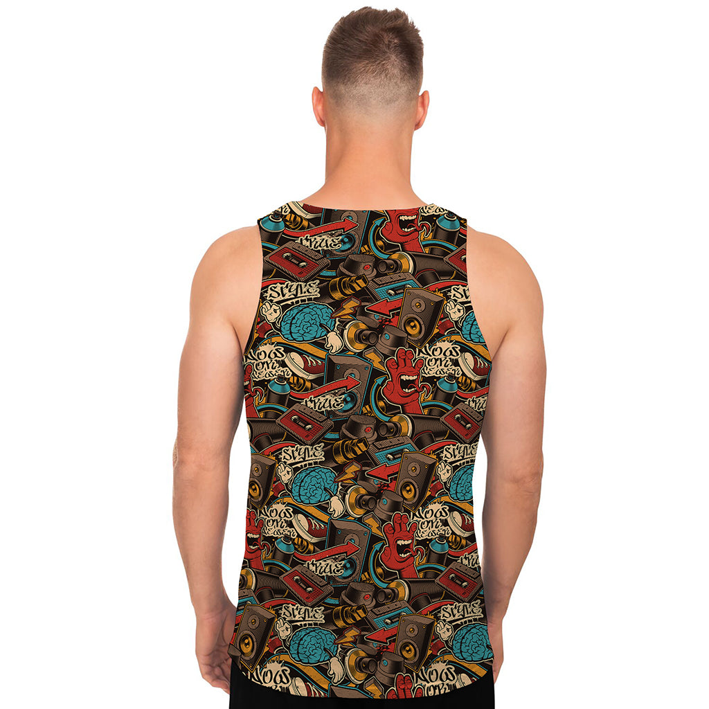 Retro Graffiti Pattern Print Men's Tank Top