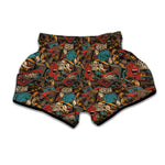 Retro Graffiti Pattern Print Muay Thai Boxing Shorts