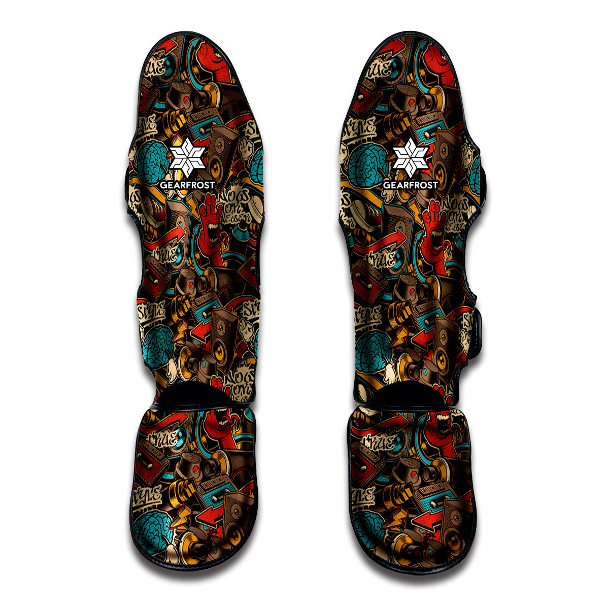 Retro Graffiti Pattern Print Muay Thai Shin Guard
