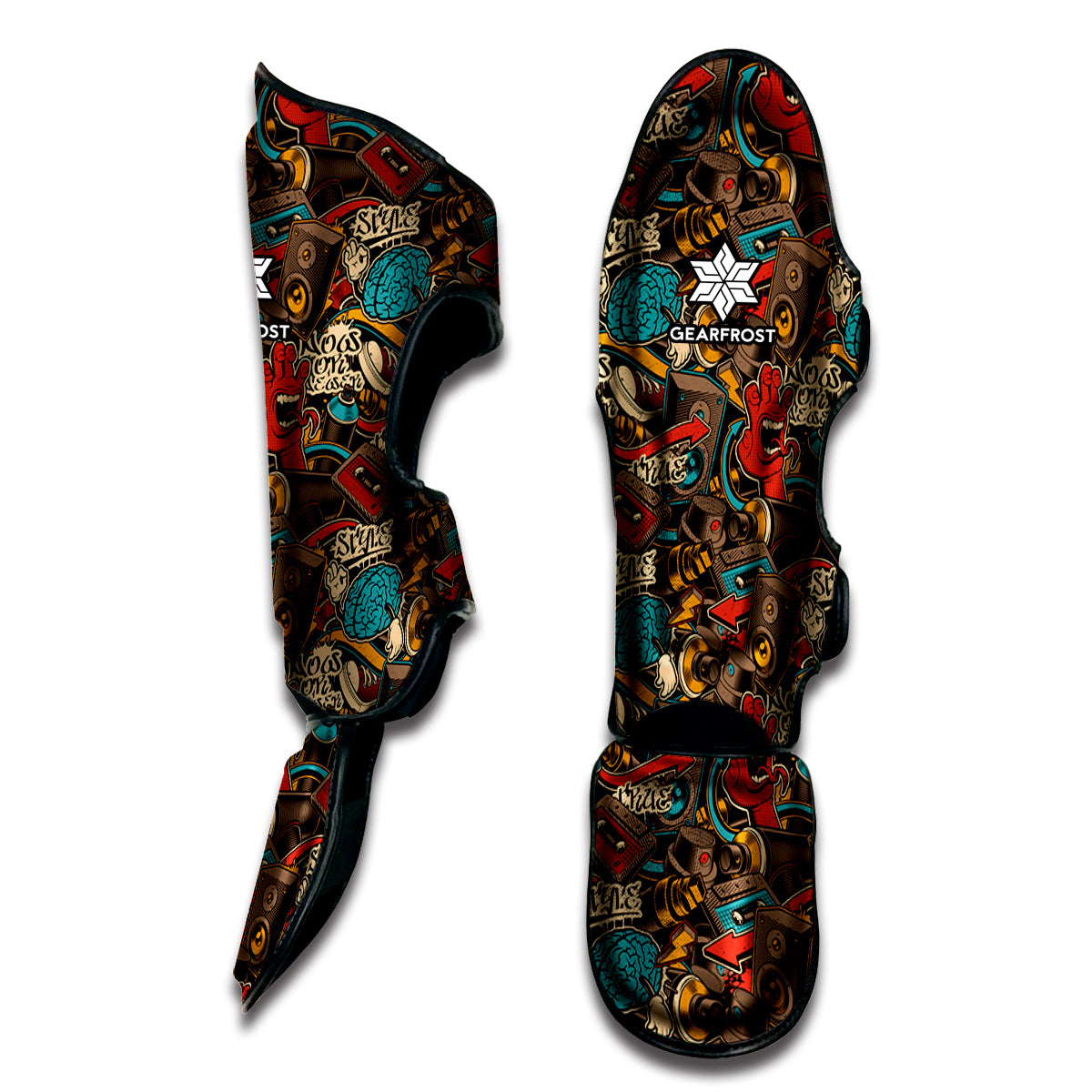 Retro Graffiti Pattern Print Muay Thai Shin Guard