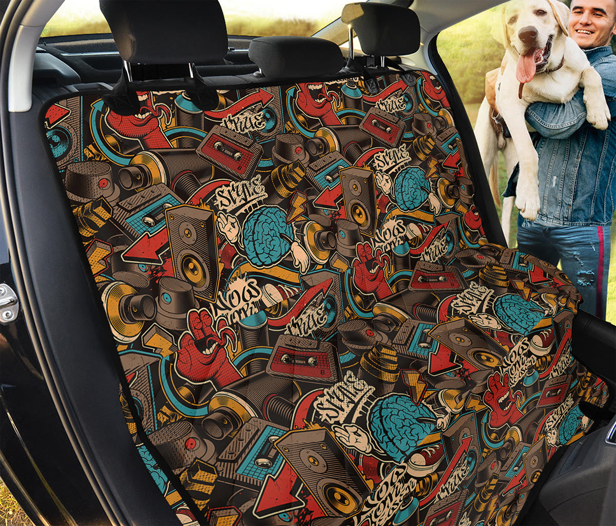Retro Graffiti Pattern Print Pet Car Back Seat Cover