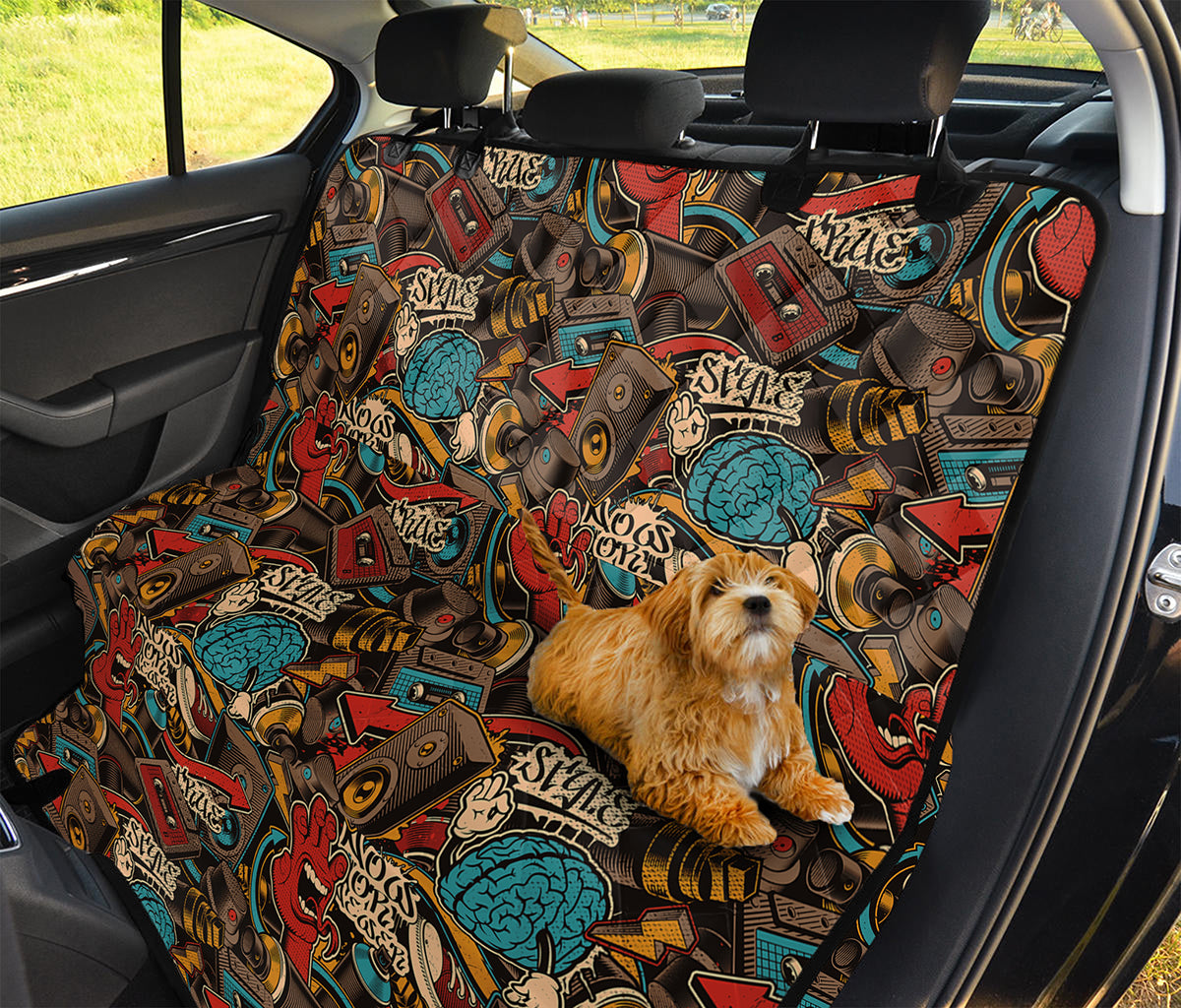 Retro Graffiti Pattern Print Pet Car Back Seat Cover