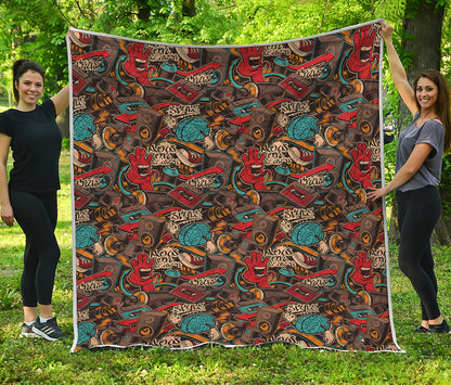Retro Graffiti Pattern Print Quilt