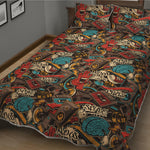 Retro Graffiti Pattern Print Quilt Bed Set