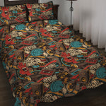 Retro Graffiti Pattern Print Quilt Bed Set