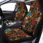 Retro Graffiti Pattern Print Universal Fit Car Seat Covers
