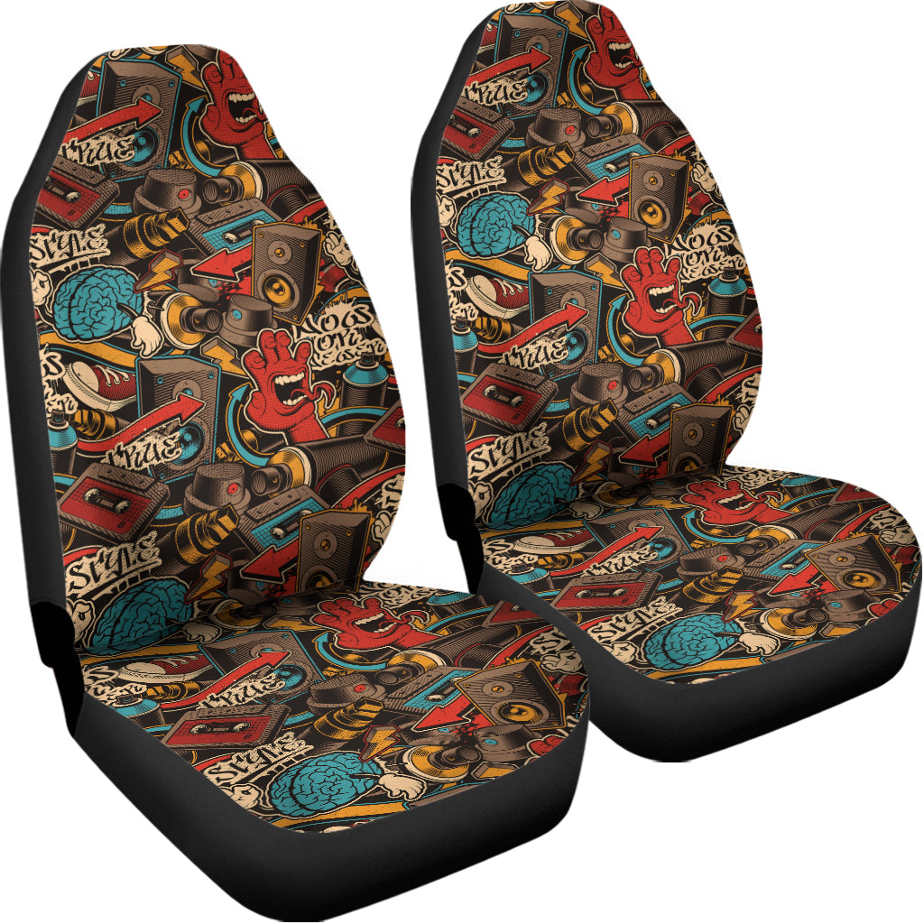 Retro Graffiti Pattern Print Universal Fit Car Seat Covers