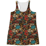 Retro Graffiti Pattern Print Women's Racerback Tank Top