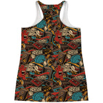 Retro Graffiti Pattern Print Women's Racerback Tank Top
