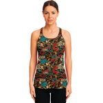 Retro Graffiti Pattern Print Women's Racerback Tank Top