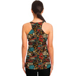 Retro Graffiti Pattern Print Women's Racerback Tank Top