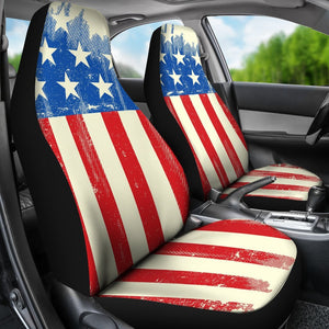 Retro Grunge American Flag Patriotic Universal Fit Car Seat Covers GearFrost
