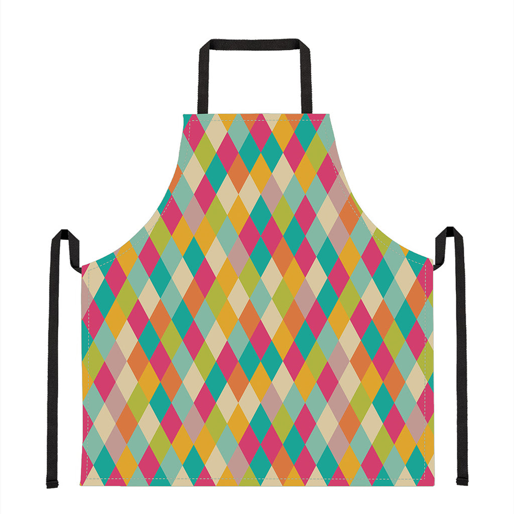 Retro Harlequin Pattern Print Apron