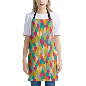 Retro Harlequin Pattern Print Apron