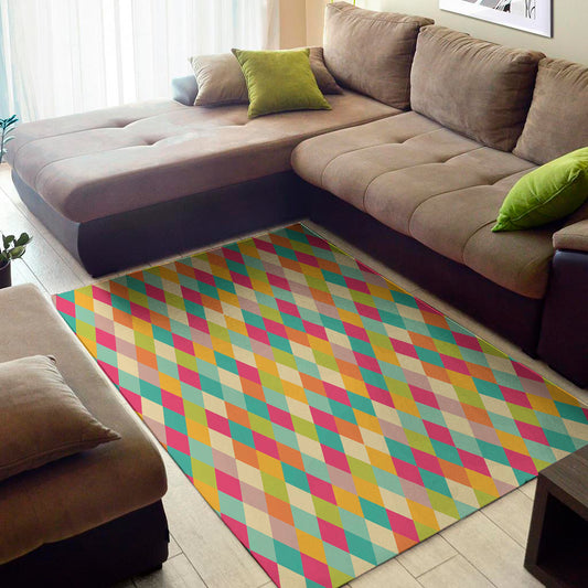 Retro Harlequin Pattern Print Area Rug