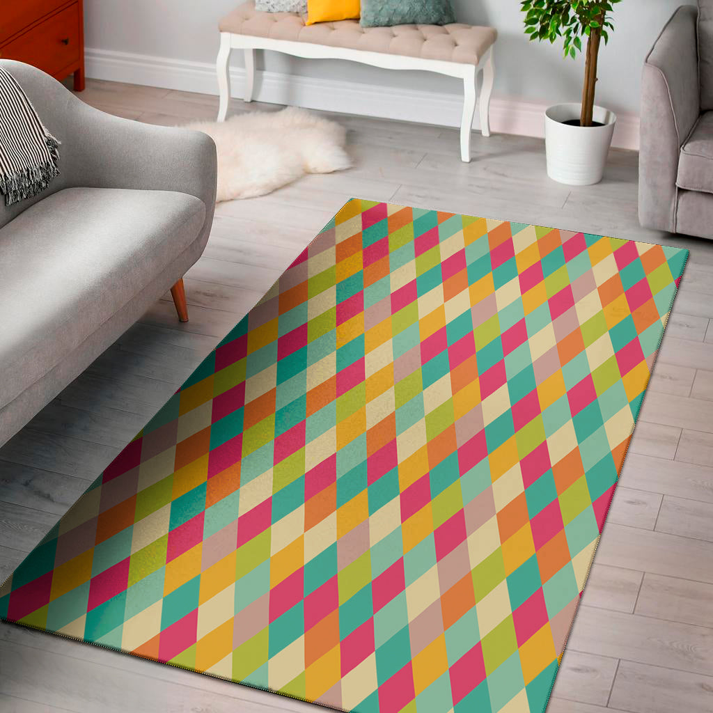 Retro Harlequin Pattern Print Area Rug