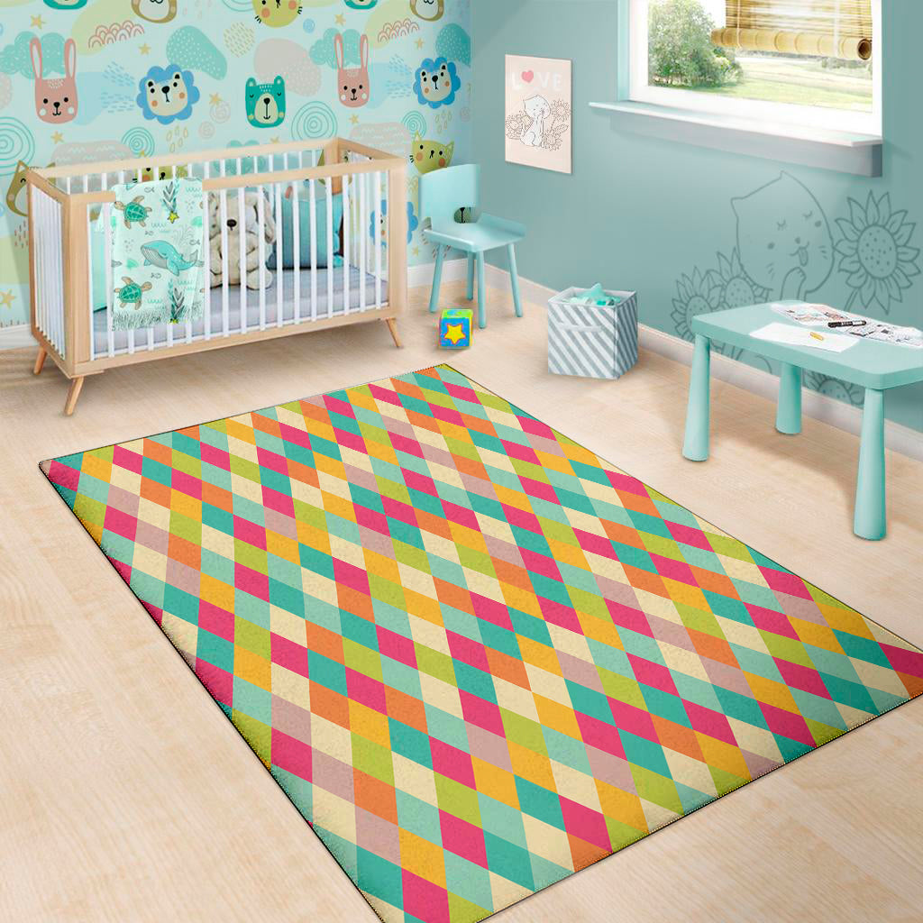 Retro Harlequin Pattern Print Area Rug