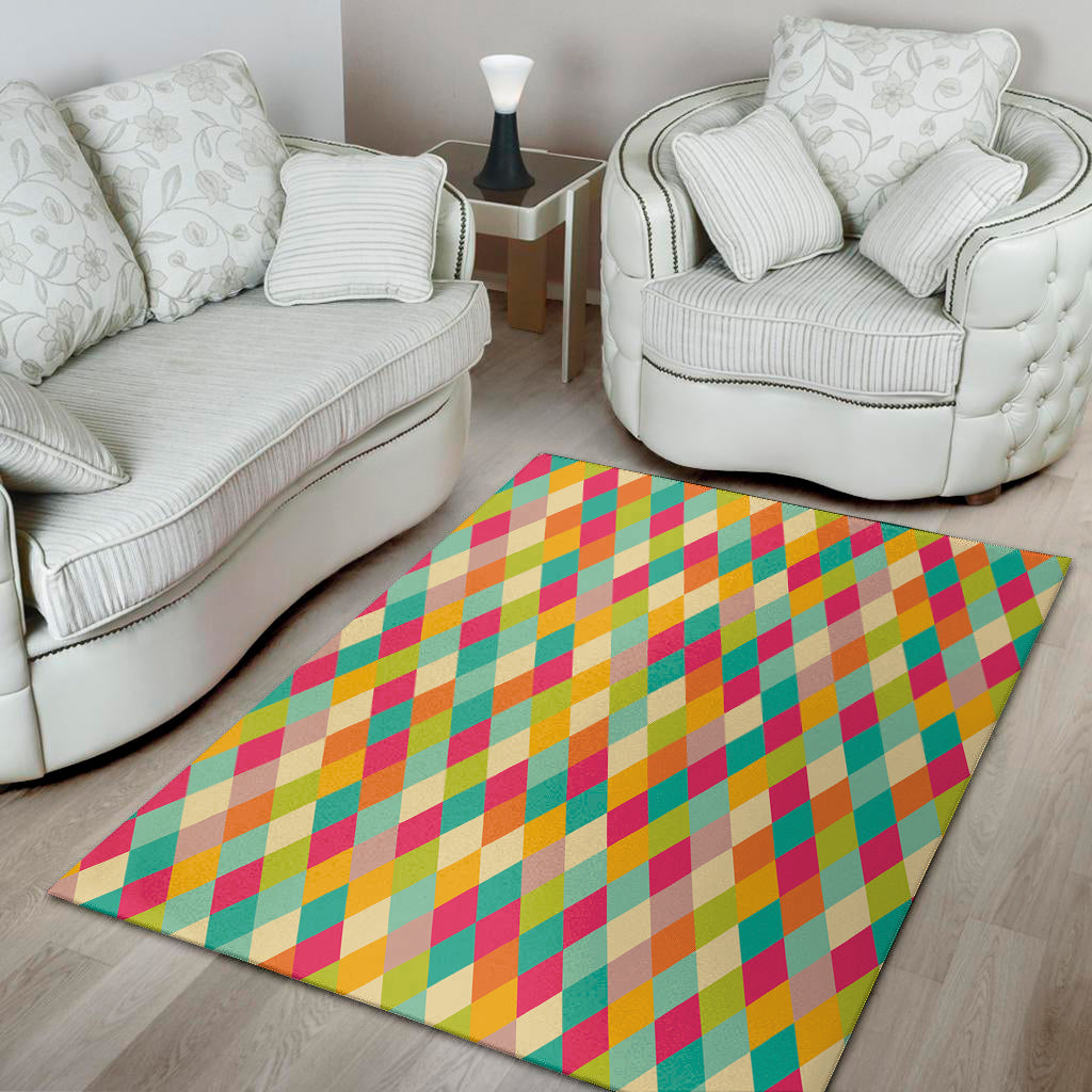 Retro Harlequin Pattern Print Area Rug