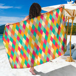 Retro Harlequin Pattern Print Beach Sarong Wrap