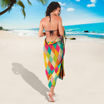 Retro Harlequin Pattern Print Beach Sarong Wrap