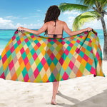 Retro Harlequin Pattern Print Beach Sarong Wrap