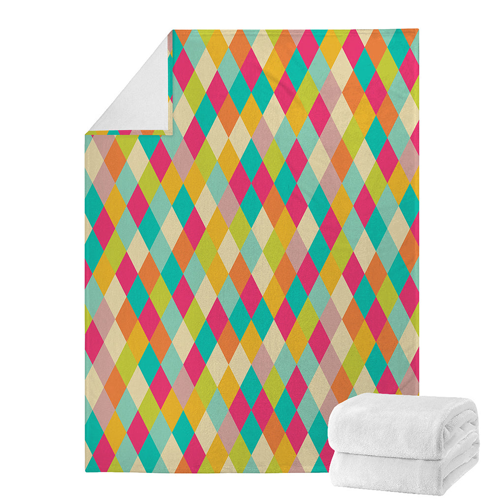 Retro Harlequin Pattern Print Blanket