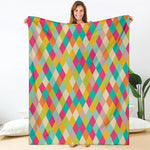 Retro Harlequin Pattern Print Blanket