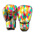 Retro Harlequin Pattern Print Boxing Gloves